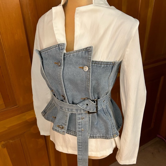 Double Breasted Patched Denim Corset. - Picture 11 of 15